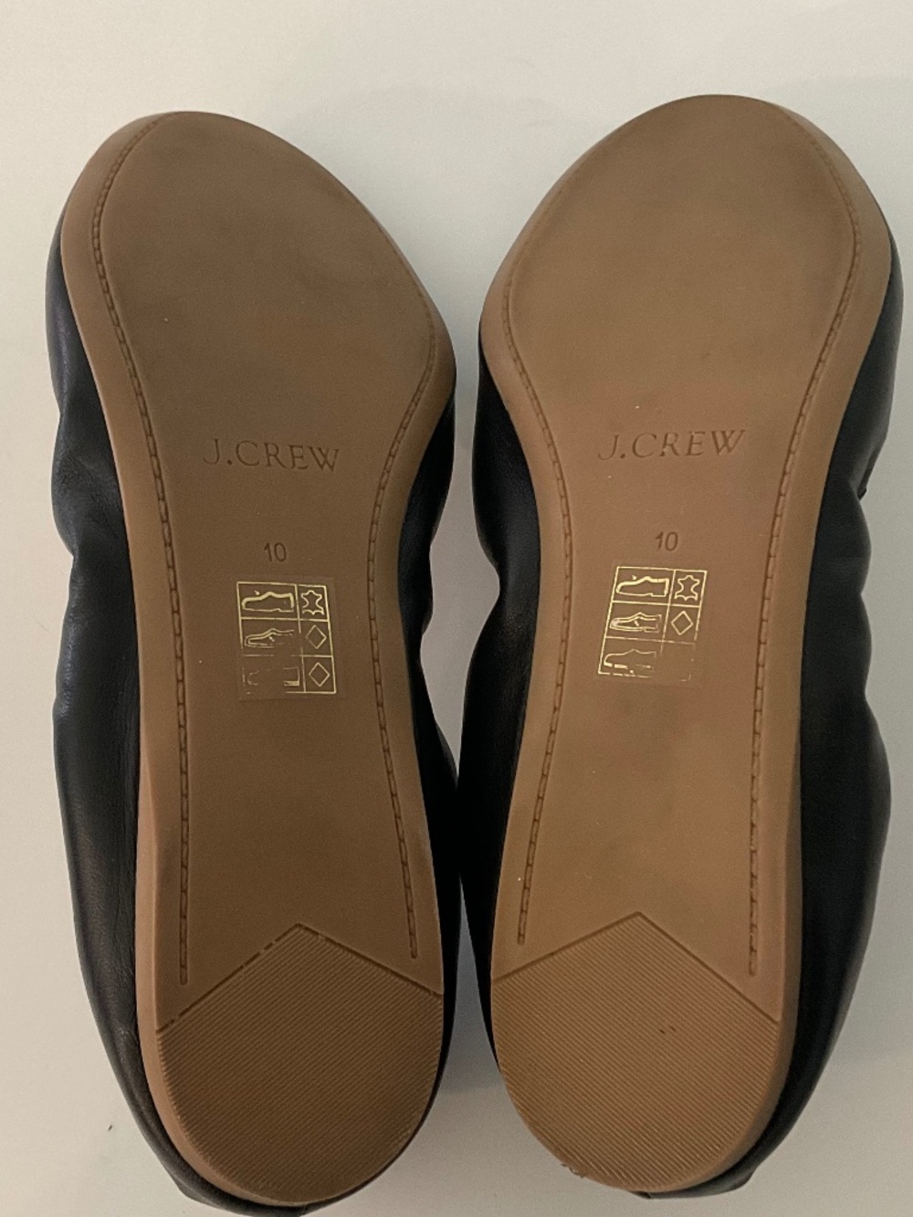 J. CREW Emma Black Leather Ballet Flats Size 10 - Picture 3 of 6